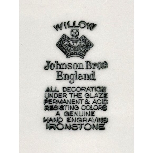 Johnson Bros Willow Pattern Blue White Ironstone Dinner Platter 12" England Gift - Picture 4 of 5